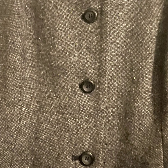 Pendleton Gray Wool Silk Blend Tweed Black Leather Trim Blazer Size 12 Tall - Picture 10 of 10